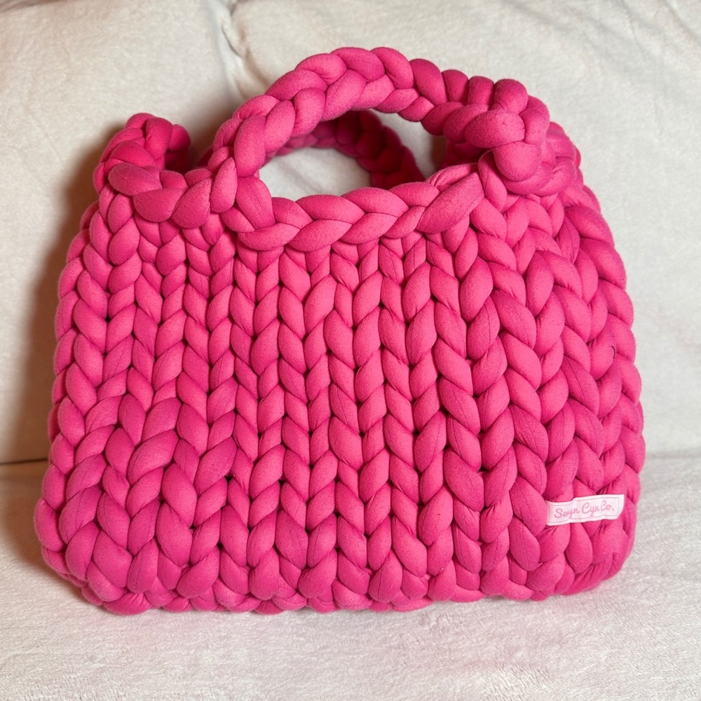 Pink Woven‎ Knotted Sevyn Cyn Co. Shoulder Handbag Heavy Duty Tote Purse  Bag